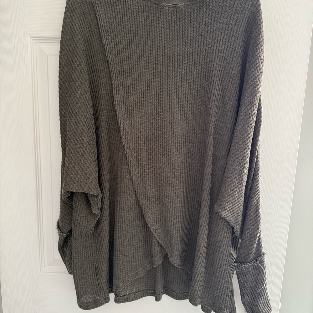 Mono B Olive Green Waffle Knit Top